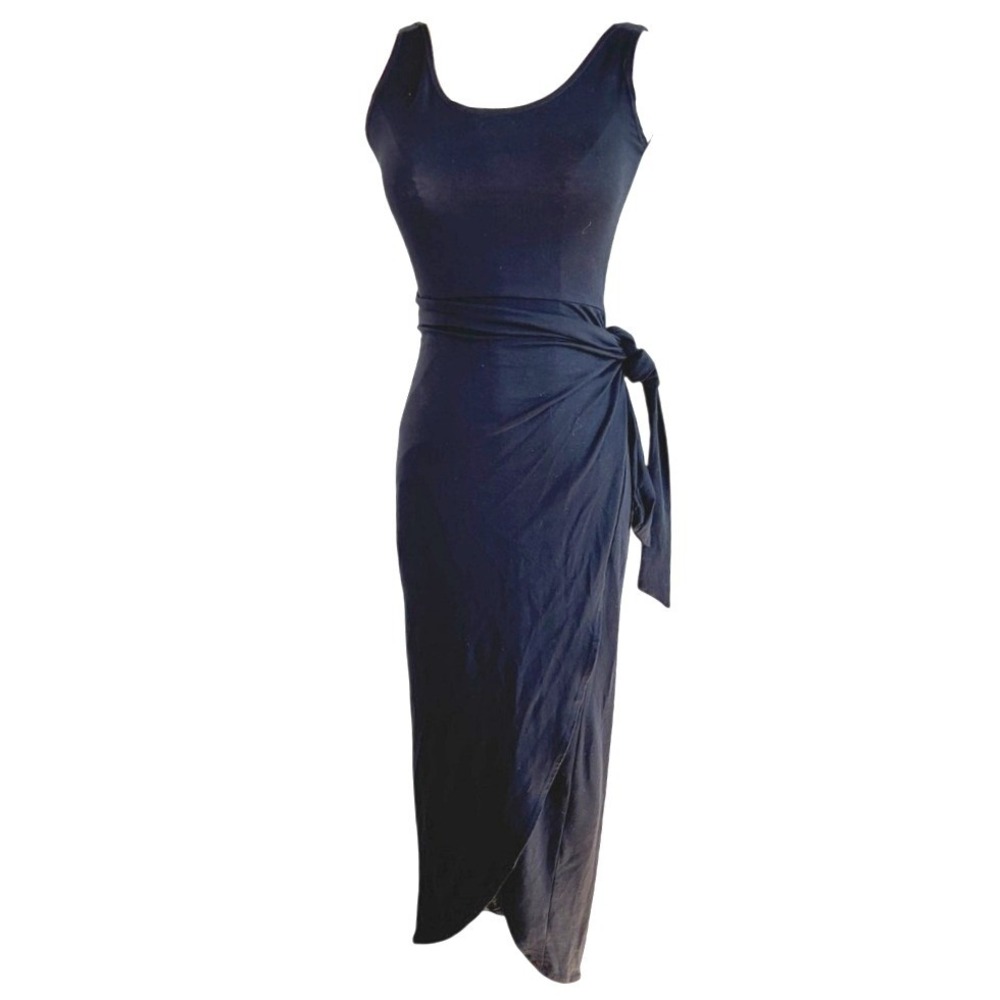 Reformation Black Wrap Midi Dress XS Like New Stretch Chic